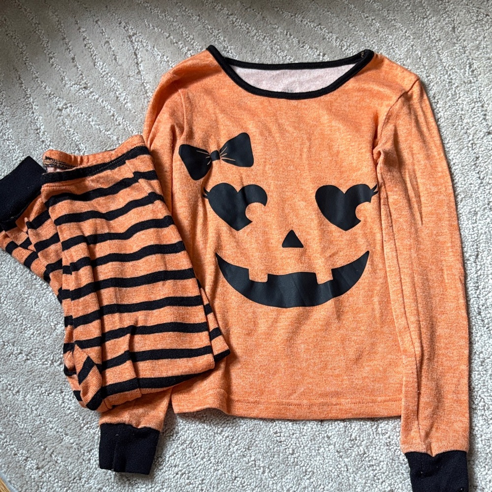 Kids girls trick or treat sleep jack-o’-lantern super soft pajamas